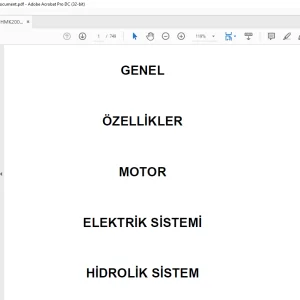 Hidromek HMK 200 W Ekskavatör SERVİS EL KİTABI - PDF DOWNLOAD (Turkish)