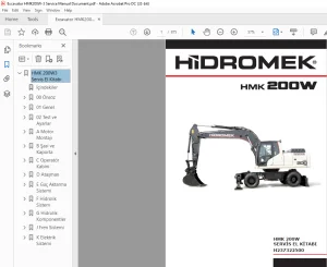 Hidromek HMK 200W Ekskavatör SERVİS EL KİTABI H237322500 - PDF DOWNLOAD (Turkish)