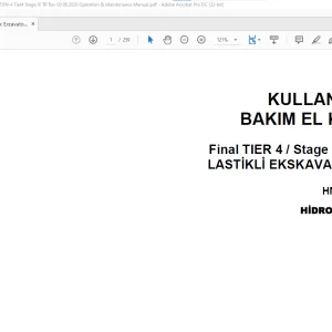 Hidromek HMK 210W-4 Final TIER 4 / Stage 4 SERİSİ LASTİKLİ EKSKAVATÖRLER KULLANIM VE BAKIM EL KİTABI  - PDF DOWNLOAD (Turkish)