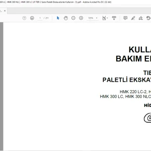 Hidromek HMK 220 LC-2, HMK 220 LC-2 LR, HMK 300 LC, HMK 300 NLC, HMK 300 LC LR TIER 2 SERİSİ PALETLİ EKSKAVATÖRLER KULLANIM VE BAKIM EL KİTABI - PDF DOWNLOAD