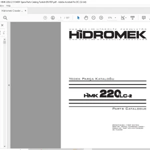 Hidromek HMK 220 LC-2 Hydraulic Excavator Parts Catalogue Manual SN 5134001 - PDF DOWNLOAD