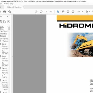 Hidromek HMK 220 LC-2-LR Crawler Excavator Mitsubishi 6134001 Parts Catalog Manual H347303100 - PDF DOWNLOAD