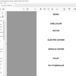 Hidromek HMK 220LC Ekskavatör SERVİS EL KİTABI - PDF DOWNLOAD (Turkish)