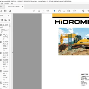 Hidromek HMK 300 LC-3 LR Crawler Excavator Isuzu 9125501 Parts Catalog Manual H257303100 - PDF DOWNLOAD