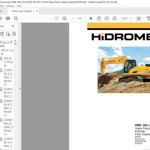 Hidromek HMK 300 LC-3 LR Crawler Excavator Isuzu 9125501 Parts Catalog Manual H257303100 - PDF DOWNLOAD