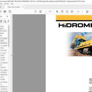 Hidromek HMK 300 LC-LR Crawler Excavator Mitsubishi 5125001 Parts Catalogue Manual H257303000 - PDF DOWNLOAD