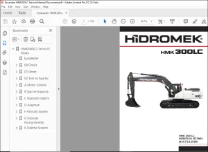 Hidromek HMK 300LC Ekskavatör SERVİS EL KİTABI H257322500 - PDF DOWNLOAD (Turkish)