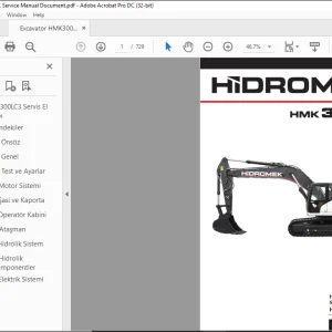 Hidromek HMK 300LC Ekskavatör SERVİS EL KİTABI H257322500 - PDF DOWNLOAD (Turkish)