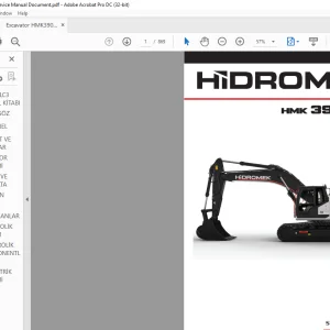 Hidromek HMK 390LC-3 Ekskavatör SERVİS EL KİTABI - PDF DOWNLOAD (Turkish)