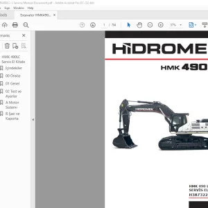 Hidromek HMK 490LC Ekskavatör SERVİS EL KİTABI H387322500 - PDF DOWNLOAD (Turkish)