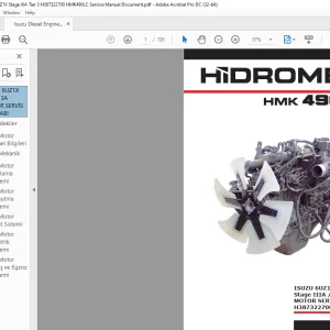 Hidromek HMK 490LC ISUZU 6UZ1X Stage IIIA TIER 3 MOTOR SERVİS EL KİTABI H387322700 - PDF DOWNLOAD (Turkish)