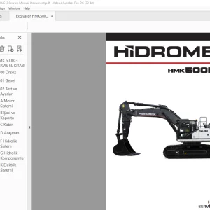 Hidromek HMK 500LC-3 Ekskavatör SERVİS EL KİTABI - PDF DOWNLOAD (Turkish)
