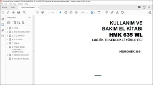 Hidromek  HMK 635 WL LASTİK TEKERLEKLİ YÜKLEYİCİ KULLANIM VE BAKIM EL KİTABI - PDF DOWNLOAD (Turkish)