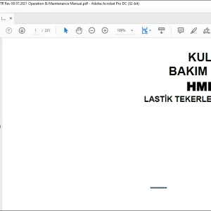Hidromek  HMK 635 WL LASTİK TEKERLEKLİ YÜKLEYİCİ KULLANIM VE BAKIM EL KİTABI - PDF DOWNLOAD (Turkish)