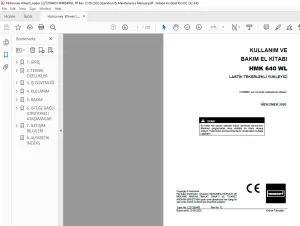Hidromek HMK 640 WL LASTİK TEKERLEKLİ YÜKLEYİCİ KULLANIM VE BAKIM EL KİTABI - PDF DOWNLOAD (Turkish)
