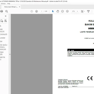 Hidromek HMK 640 WL LASTİK TEKERLEKLİ YÜKLEYİCİ KULLANIM VE BAKIM EL KİTABI - PDF DOWNLOAD (Turkish)