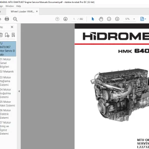 Hidromek HMK 640WL MTU OM470.907 SERVİS EL KİTABI L227320600 - PDF DOWNLOAD (Turkish)