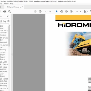 Hidromek Hydraulic Excavator 300 LC-LR Mitsubishi Parts Catalog Manual H257303000 - PDF DOWNLOAD