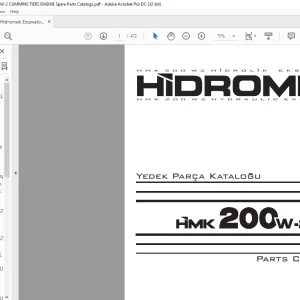 Hidromek Hydraulic Excavator HMK 200W-2 Spare Parts Catalogue Manual SN 5123001 EN_TR - PDF DOWNLOAD