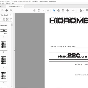 Hidromek Hydraulic Excavator HMK 220 LC-2 Parts Catalog Manual SN 5134001 - PDF DOWNLOAD