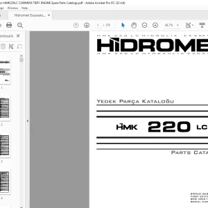 Hidromek Hydraulic Excavator HMK 220 LC Spare Parts Catalog Manual SN 2134001 EN_TR - PDF DOWNLOAD