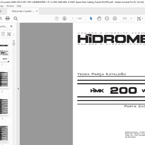 Hidromek Hydraulic Excavator HMK 220 W Parts Catalogue Manual SN H237303000 - PDF DOWNLOAD