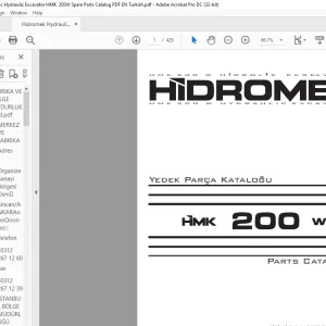 Hidromek Hydraulic Excavator HMK 220 W Parts Catalogue Manual TR_EN SN H237303000 - PDF DOWNLOAD