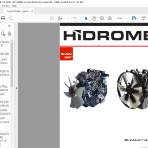 Hidromek ISUZU 4HK1 VE 6HK1 MOTOR MOTOR SERVİS EL KİTABI H907400090 - PDF DOWNLOAD (Turkish)