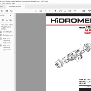 Hidromek Kazıcı Yükleyici HMK 1028 ARKA AKS SERVİS EL KİTABI  -  PDF DOWNLOAD