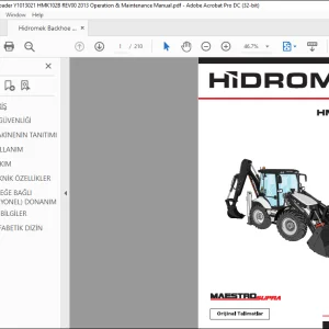 Hidromek Kazıcı Yükleyici HMK102B KULLANIM VE BAKIM EL KITABI(Y1013021 REV00) -  PDF DOWNLOAD (Turkish)