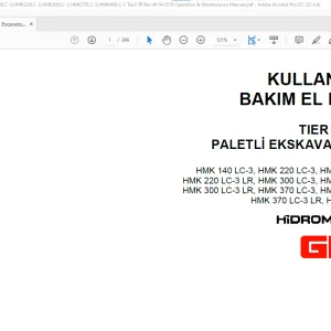 Hidromek ekskavatör HMK140LC-3,HMK220LC-3,HMK300LC-3,HMK370LC-3,HMK490LC-3 TIER 3 SERİSİ PALETLİ EKSKAVATÖRLER KULLANIM VE BAKIM EL KİTABI(H347322400) - PDF DOWNLOAD (TURKISH)