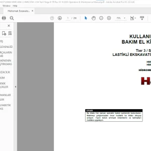 Hidromek ekskavatör HMK 140 W-3 HMK 210 W-3 Tier 3 / Stage III LASTİKLİ EKSKAVATÖRLER KULLANIM VE BAKIM EL KİTABI - PDF DOWNLOAD (Turkish)