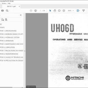 Hitachi Hydraulic Excavator UH06-D Operating And Service Manual - PDF DOWNLOAD