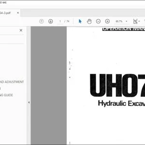 Hitachi Hydraulic Excavator UH07-3 Operation Manual - PDF DOWNLOAD