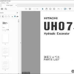 Hitachi Hydraulic Excavator UH07-3 Parts List Manual - PDF DOWNLOAD