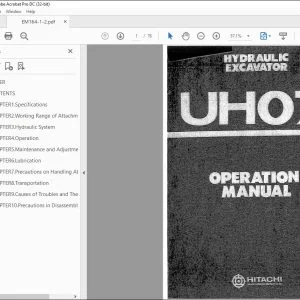 Hitachi Hydraulic Excavator UH07 Operation Manual(EM164-1-2) - PDF DOWNLOAD