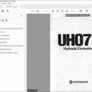 Hitachi Hydraulic Excavator UH071 Operation Manual(EM740-1-2) -  PDF DOWNLOAD