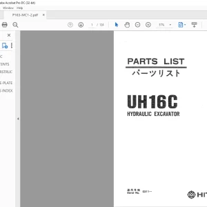 Hitachi Hydraulic Excavator UH16C Parts List Manual P163-MC1-2  -PDF DOWNLOAD