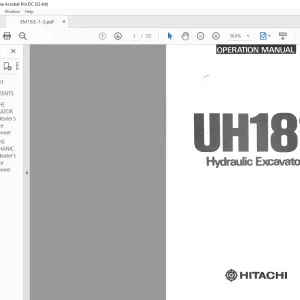 Hitachi Hydraulic Excavator UH181 Operation Manual SN0802  - PDF DOWNLOAD