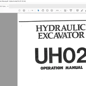 Hitachi UH02 Hydraulic Excavator Operation Manual  - PDF DOWNLOAD