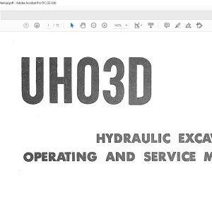Hitachi UH03D Hydraulic Excavator Operating & Service Manual - PDF DOWNLOAD