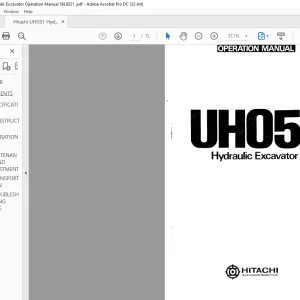 Hitachi UH051 Hydraulic Excavator Operation Manual SN.8021 - PDF DOWNLOAD