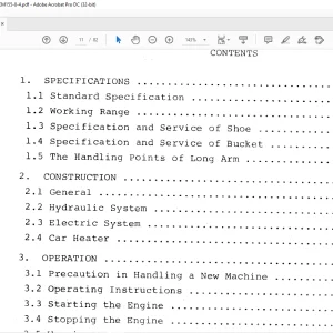 Hitachi UH052 Hydraulic Excavator Operation Manual EM155-8-4 - PDF DOWNLOAD