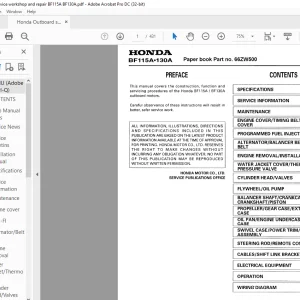 Honda Outboard Motor BF115A BF130A Service Repair Manual 66ZW500 - PDF DOWNLOAD