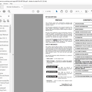 Honda Outboard Motor BF135A BF150A Service Repair Manual - PDF DOWNLOAD