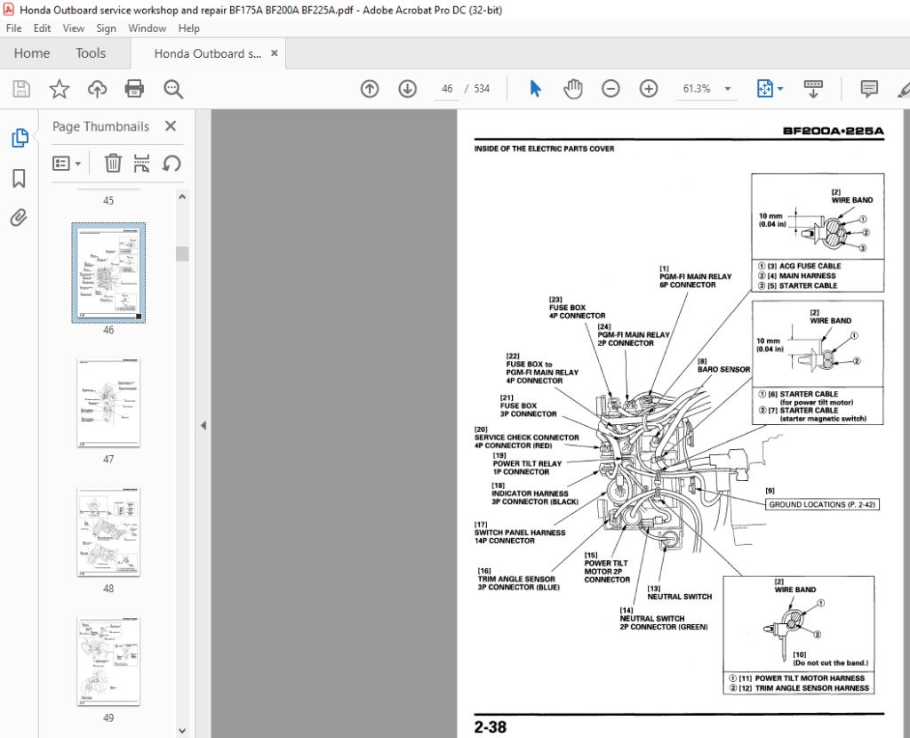 Honda Outboard Motor BF200A BF225A Service Repair Manual 66ZY200 - PDF ...