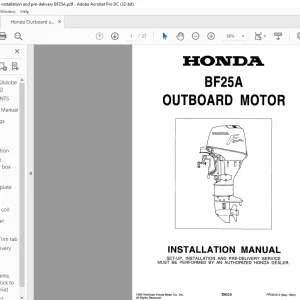 Honda Outboard Motor BF25A Set-up Installation Manual - PDF DOWNLOAD