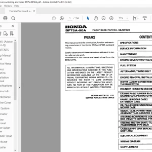 Honda Outboard Motor BF75A BF90A Service Repair Manual 66ZW000 - PDF DOWNLOAD