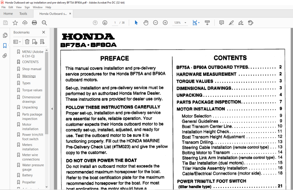 Honda Outboard Motor BF75A BF90A Set-up Installation & Pre-delivery ...