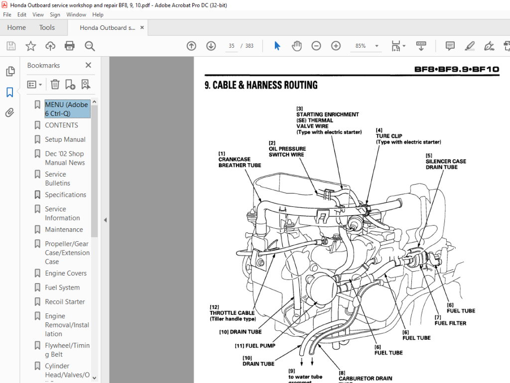 Honda Outboard Motor BF8 BF9.9 B10 Service Repair Manual 66ZW900 - PDF ...